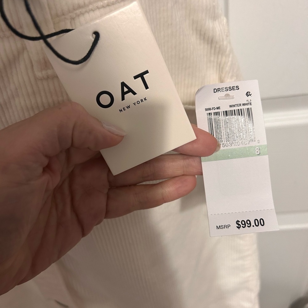 NWT, retails 99, White Corduroy Overall Dress - Picture 11 of 11